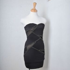 Nikibiki | Strapless rhinestone black mini dress